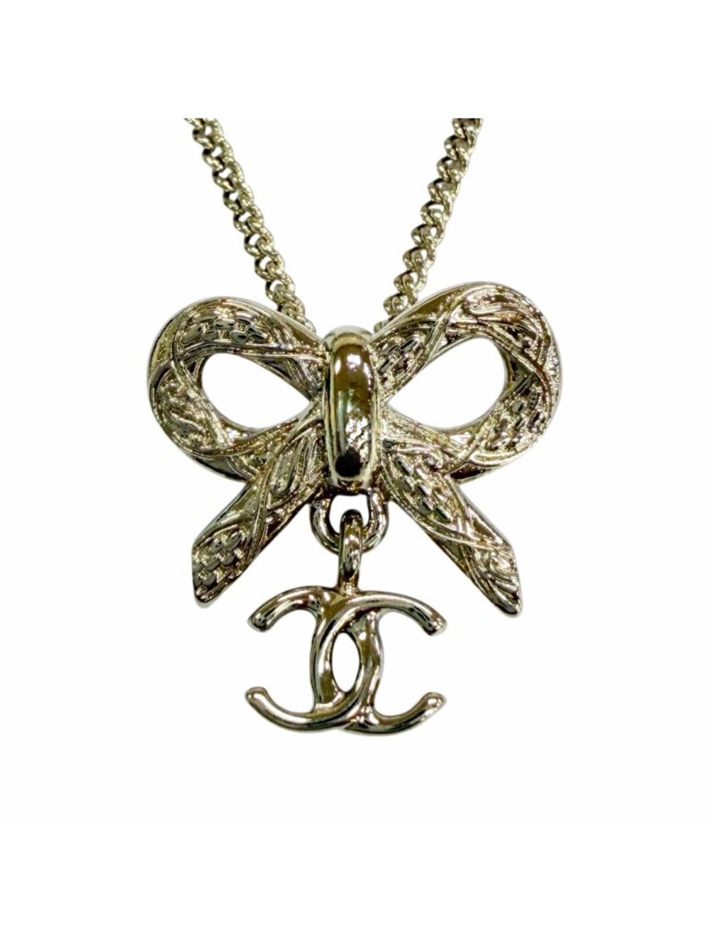 Chanel CC Logo Ribbon 2-Way Necklace Gold